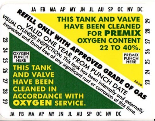 Nitrox Clean Tank &amp; Valve Inspection Certification Sticker VIP