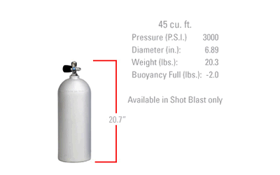 Sherwood 45 cu ft. Shot Blast Aluminum Cylinder 3000 PSI