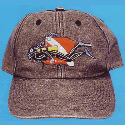 Swimming Scuba Diver Black Denim Hat