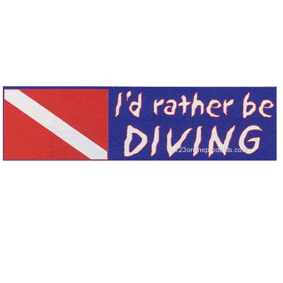 I'd Rather Be Diving Bumper Sticker Dive Flag