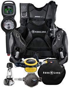 Aqualung Pro HD BCD, Reg, Octo, Computer Package With E Reg Bag