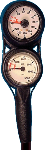 Trident Slim Line Metric Pressure and Depth Gauge Console with Compass