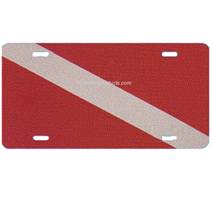 Red &amp; White Dive Flag Plastic License Plate