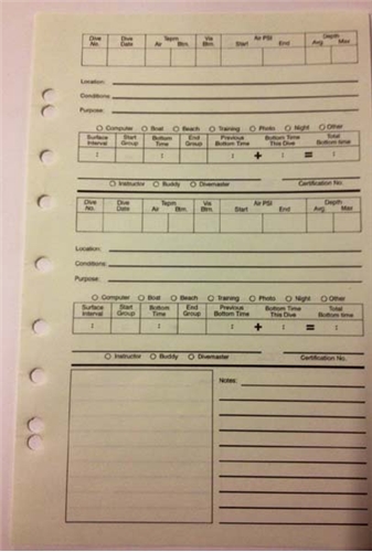 Trident 3 Ring Log Book Refill Pages