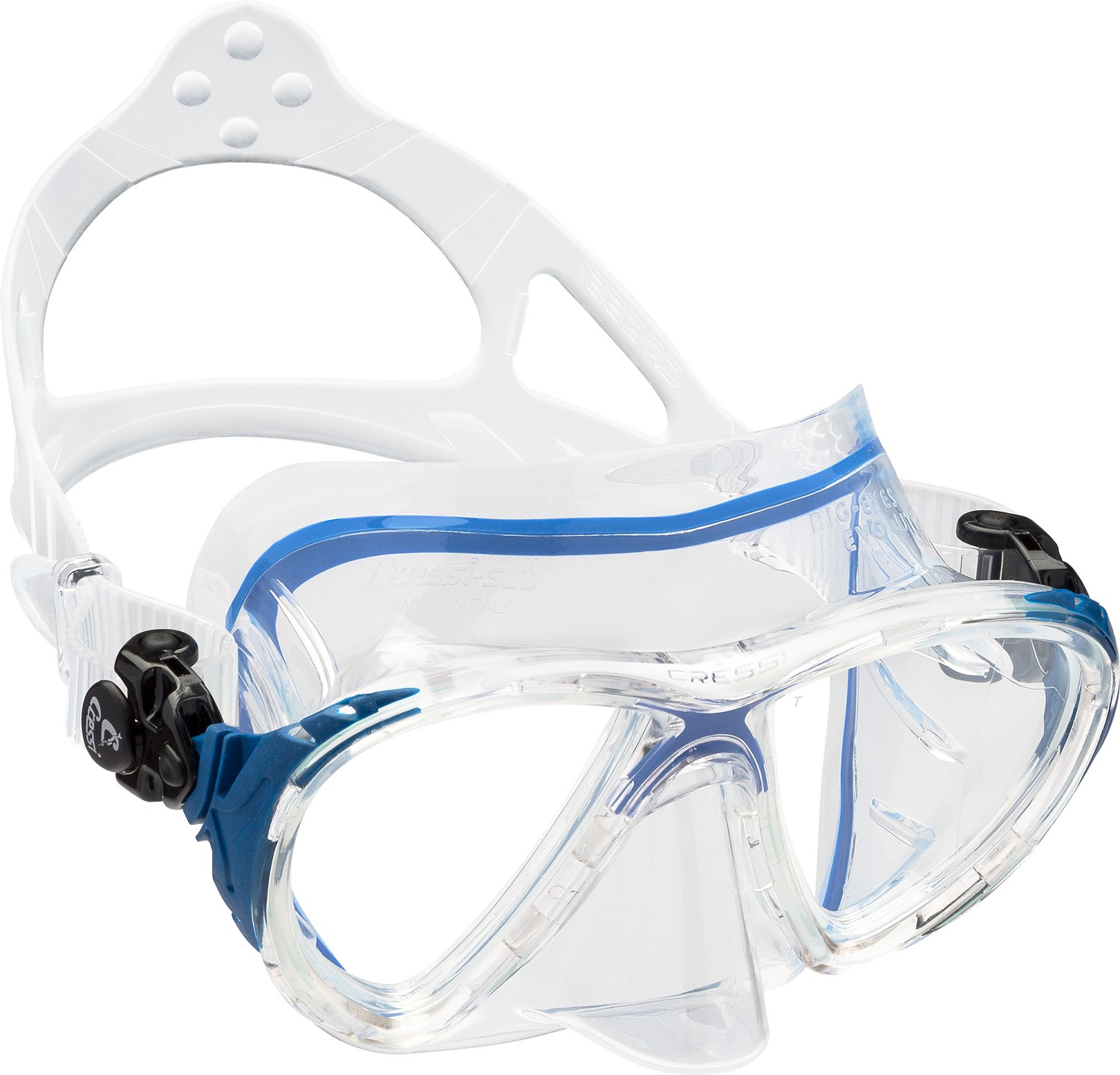 Cressi Sub Big Eyes Evolution CRYSTAL Silicone 2 Lens Scuba Diving Mask Blue
