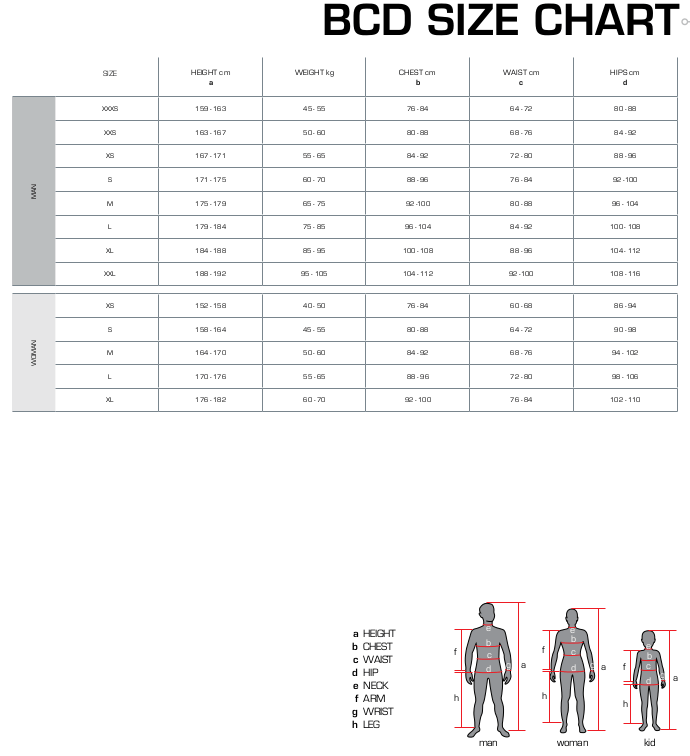 Mares Kaila Size Chart