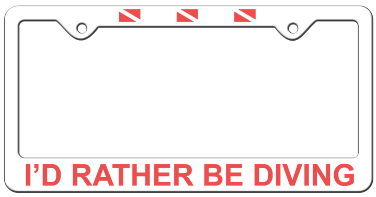 &#39;I&#39;d Rather Be Diving&#39; Plastic License Plate Frame