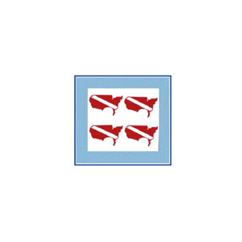 Trident Small USA Dive Flag Stickers 4-Pack