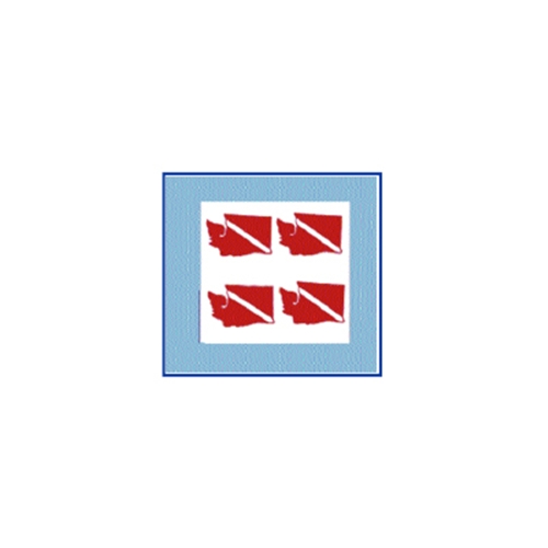 Trident Small Washington State Dive Flag Stickers 4-Pack