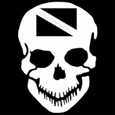 Innovative 8in Skull With Dive Flag Die-Cut Window Decal