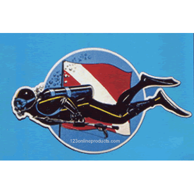 Trident 10 Inch Scuba Diver Holding Dive Flag Sticker