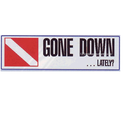 Trident &#39;Gone Down Lately&#39; Scuba Dive Flag Bumper Sticker