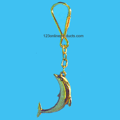 Trident Brass Dolphin Key Ring