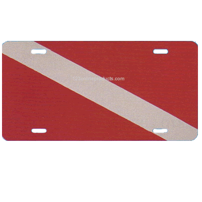 Red &amp; White Dive Flag Plastic License Plate