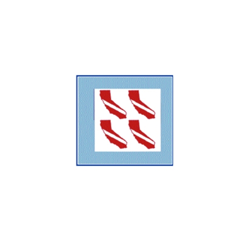 Trident Small California State Dive Flag Stickers 4-Pack