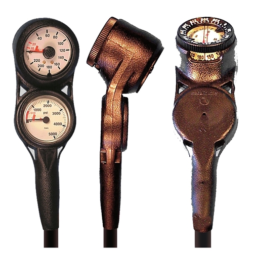 Trident Slim Line Pressure and Depth Gauge Console with Compass