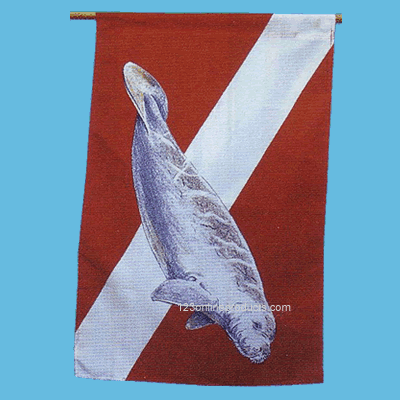 Trident Manatee on Dive Flag House Flag Banner